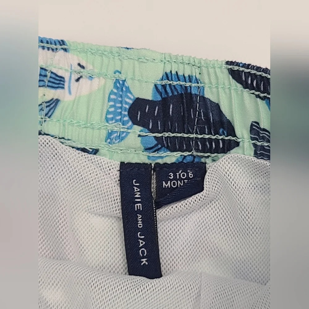 Janie and Jack baby boy fish print swim trunks size 3-6 months